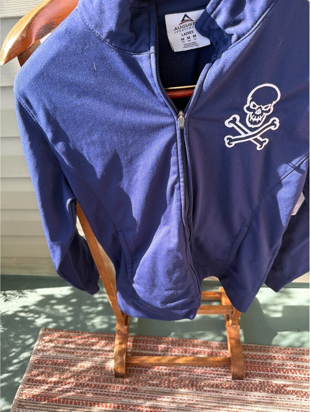 Augusta Sportswear Ladies Medium Navy Blue Zip-Up Jacket with Skull and Crossed-